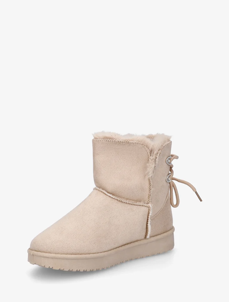 Bottines en suédine à strass - Beige