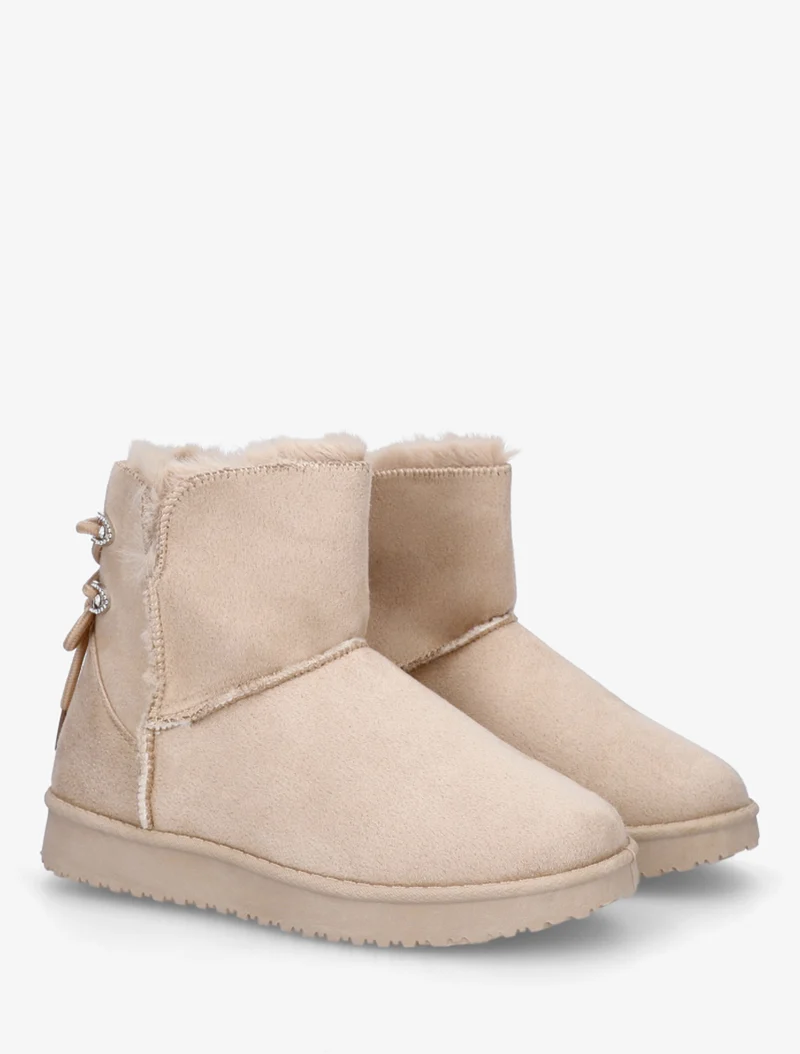 Bottines en suédine à strass - Beige