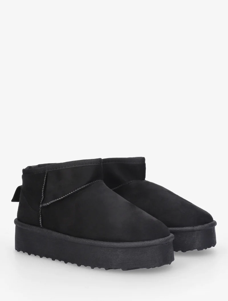 Boots en suédine à semelle plateforme - Noir