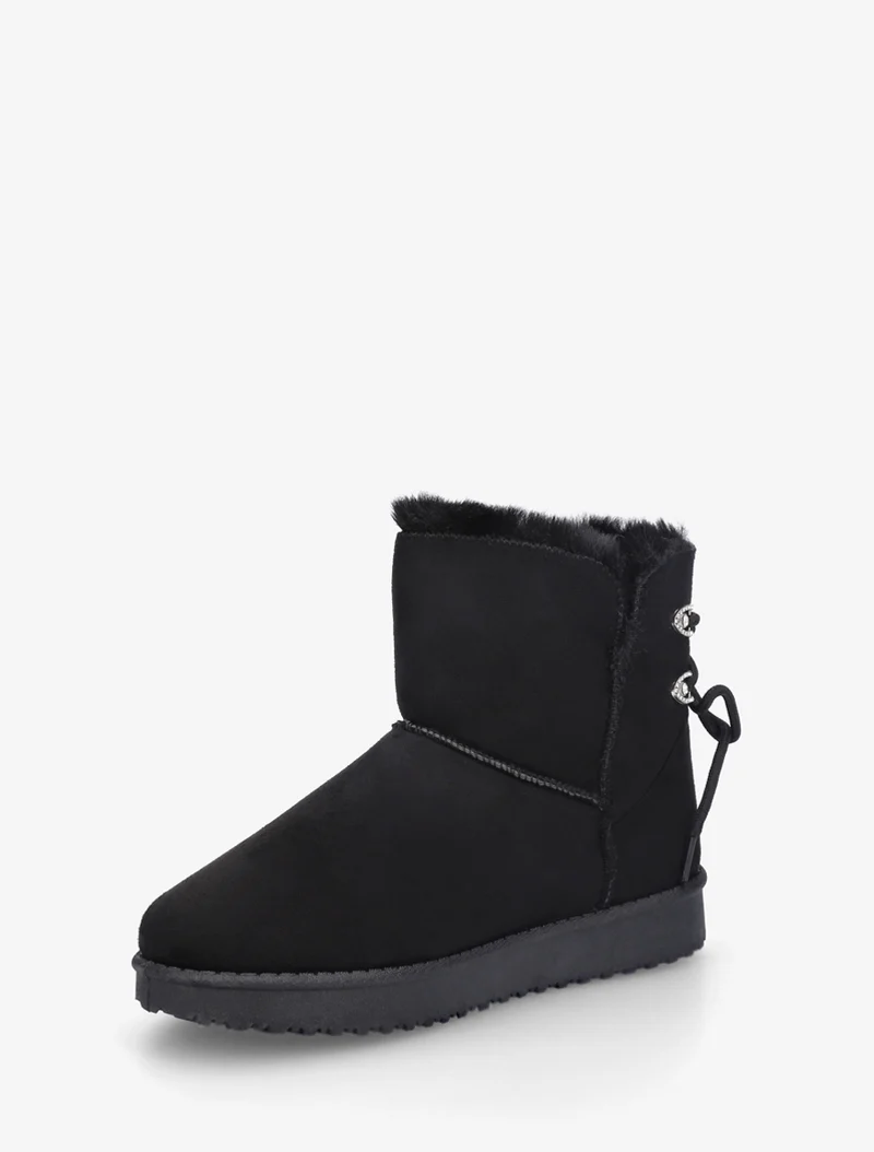 Bottines en suédine à strass - Noir