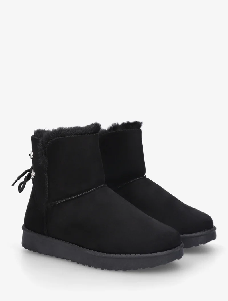 Bottines en suédine à strass - Noir