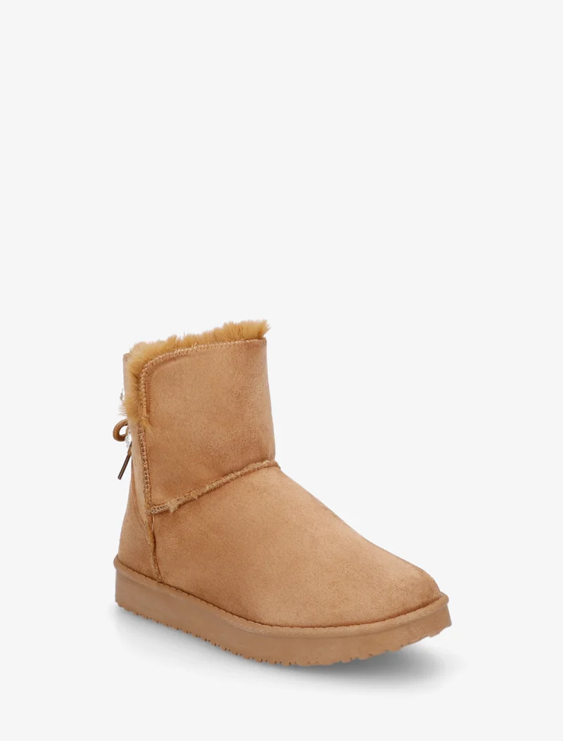 Bottines en suédine à strass - Camel