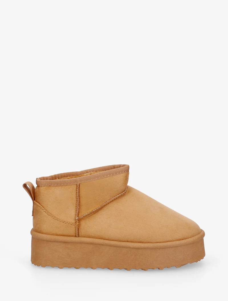 Boots en suédine à semelle plateforme - Camel