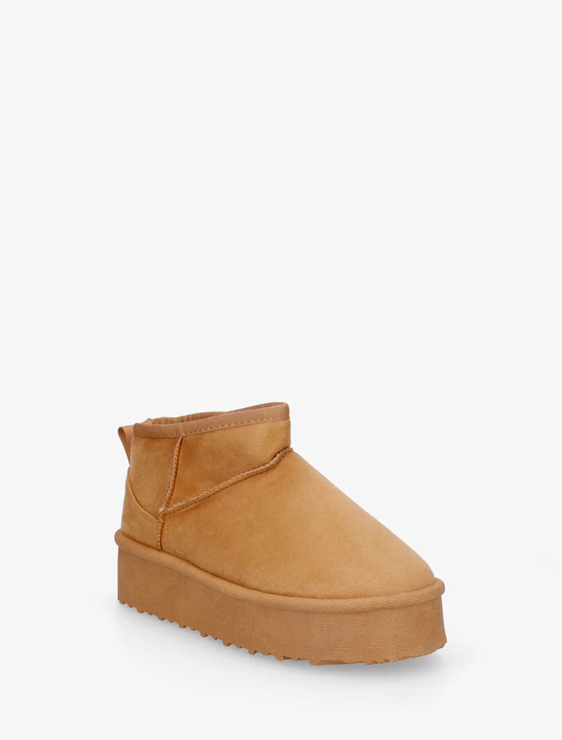 Boots en suédine à semelle plateforme - Camel