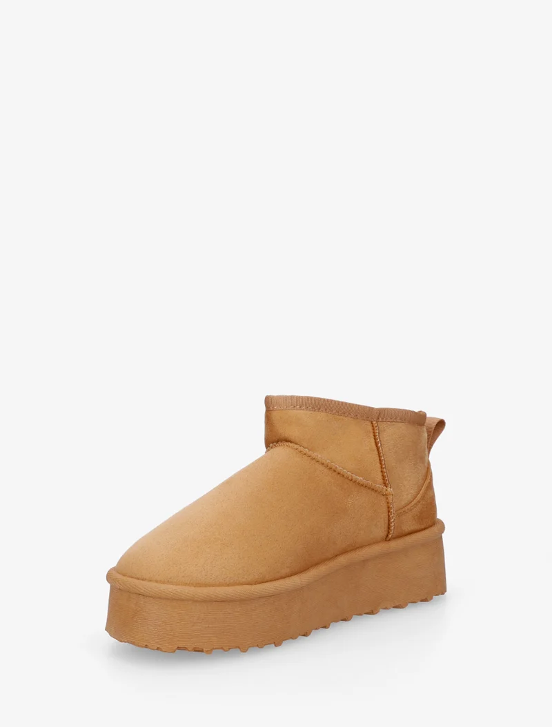 Boots en suédine à semelle plateforme - Camel