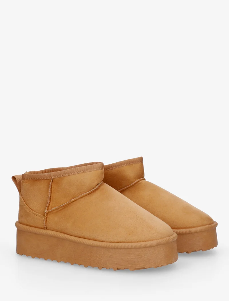 Boots en suédine à semelle plateforme - Camel