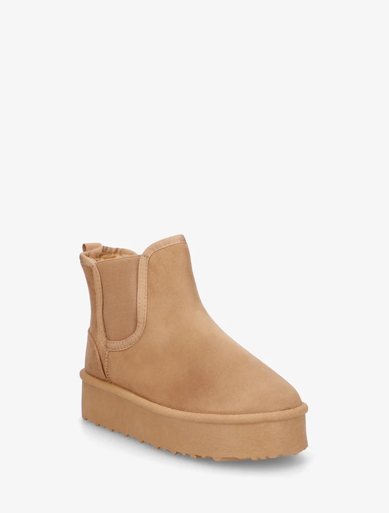 Bottines élastiquées en suédine - Camel
