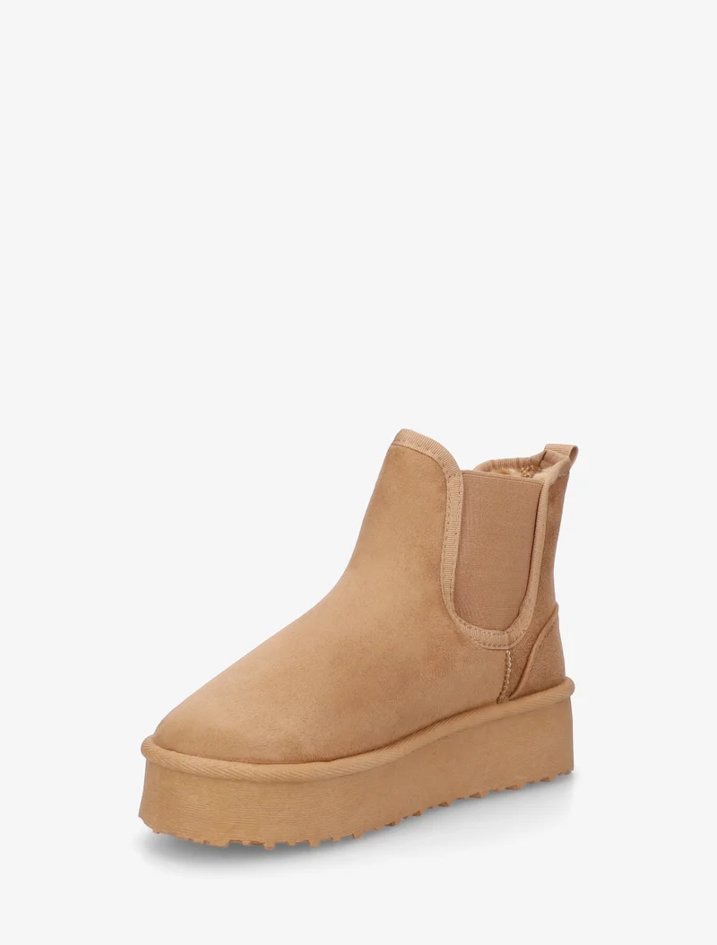 Bottines élastiquées en suédine - Camel