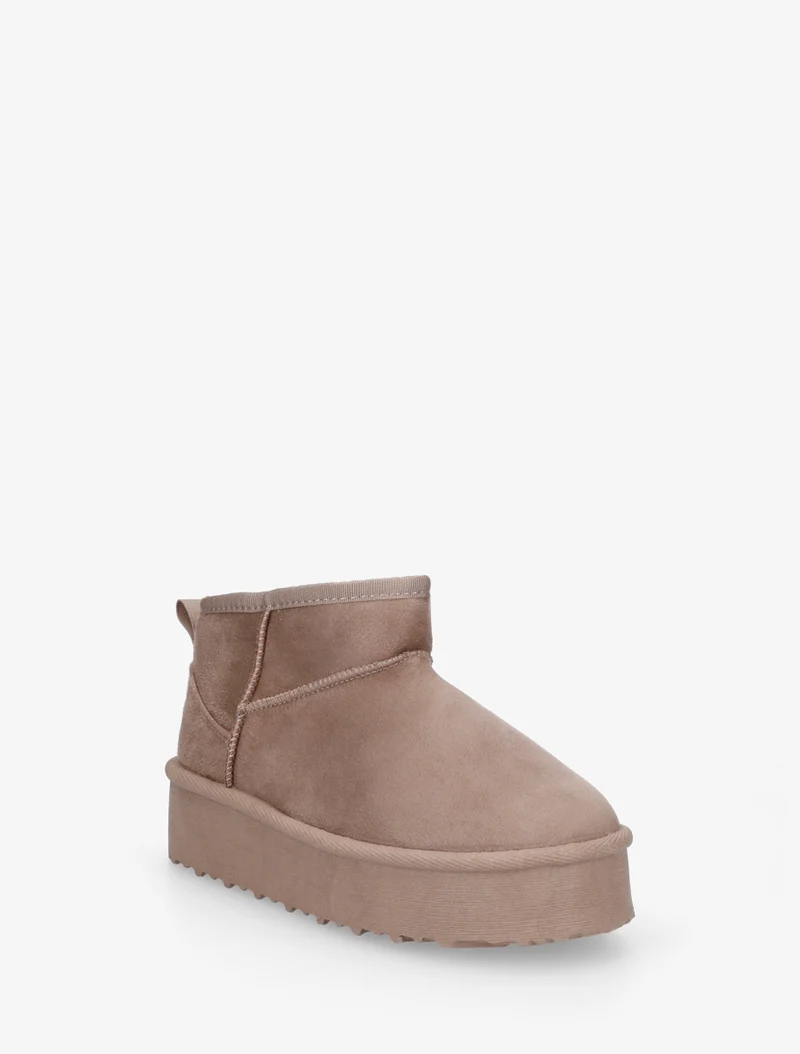 Boots en suédine à semelle plateforme - Taupe