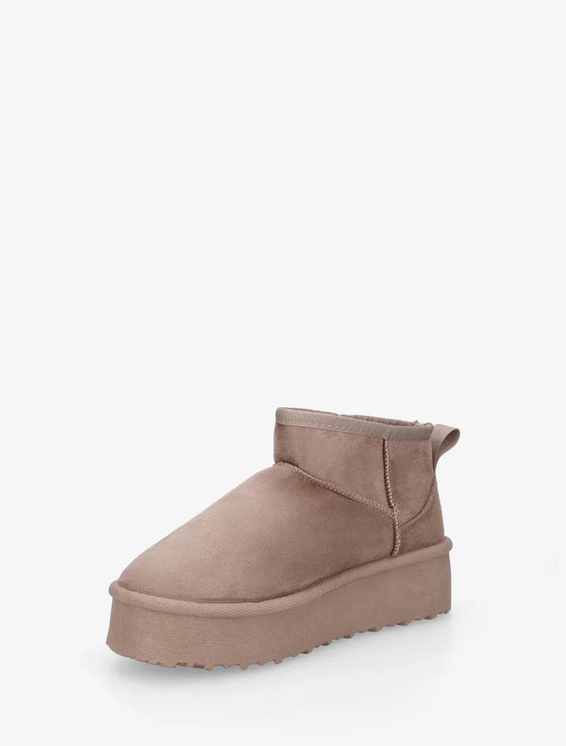 Boots en suédine à semelle plateforme - Taupe