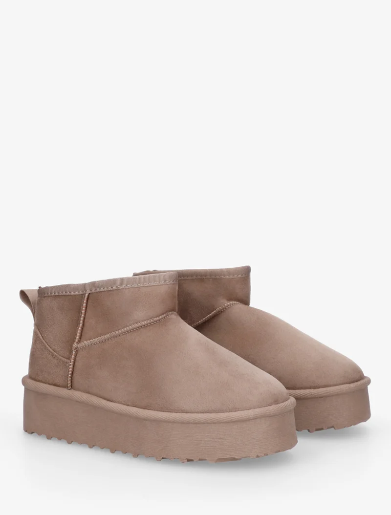 Boots en suédine à semelle plateforme - Taupe