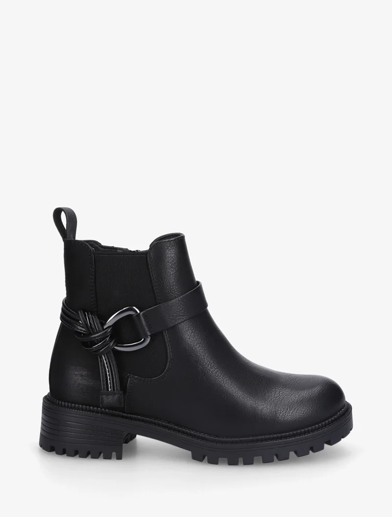 Bottines à cheville élastiquée et boucle - Noir