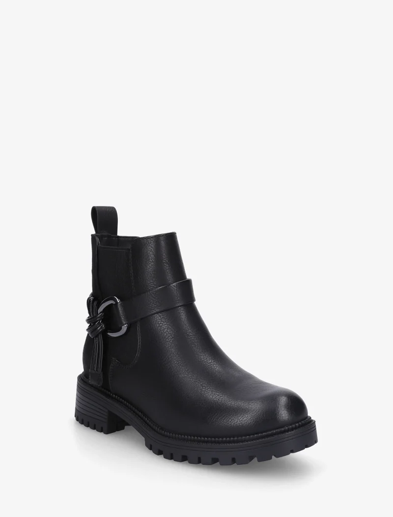 Bottines à cheville élastiquée et boucle - Noir