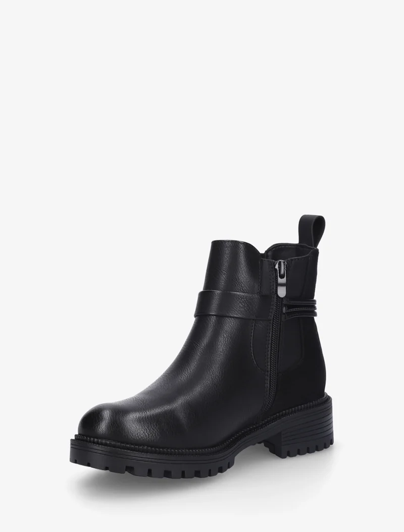 Bottines à cheville élastiquée et boucle - Noir