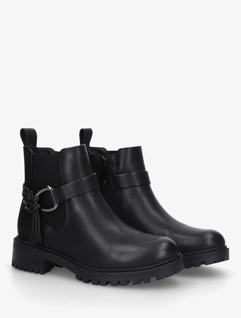 Bottines à cheville élastiquée et boucle - Noir