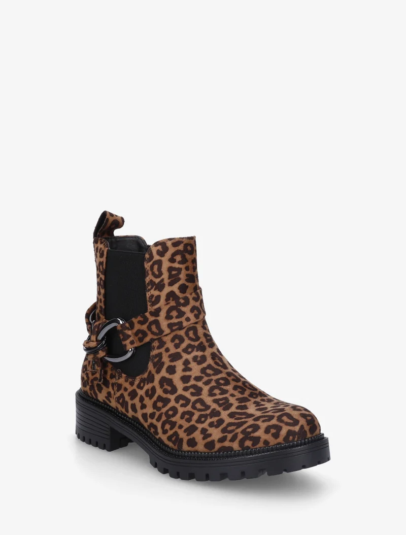 Bottines à cheville élastiquée et boucle - Camel