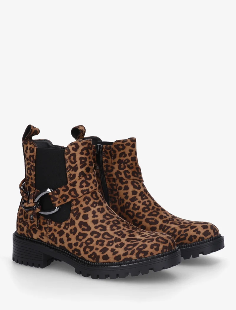 Bottines à cheville élastiquée et boucle - Camel