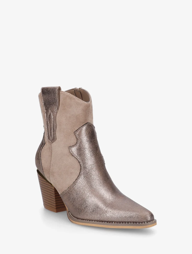 Bottines irisées style santiag - Taupe