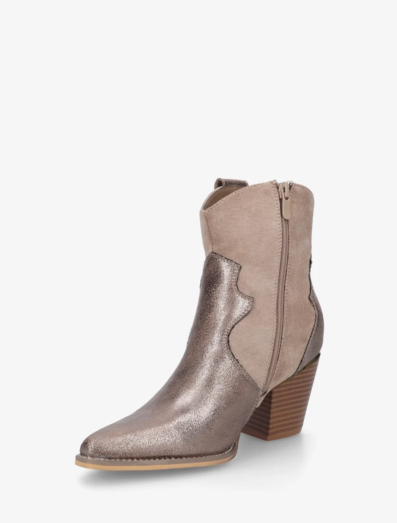 Bottines irisées style santiag - Taupe