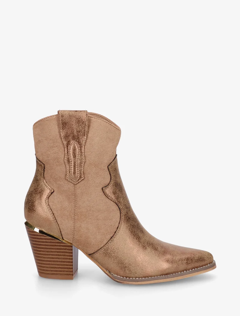 Bottines irisées style santiag - Camel