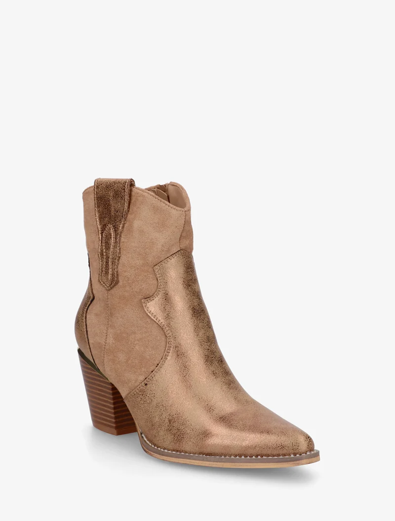 Bottines irisées style santiag - Camel