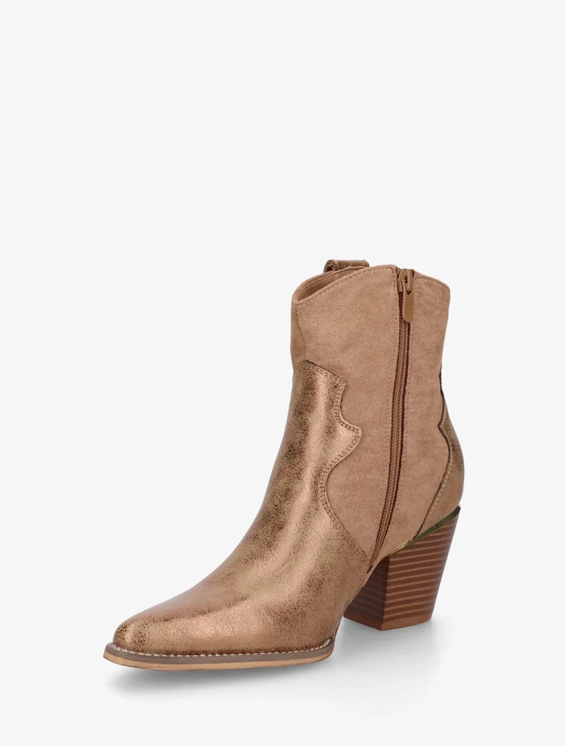 Bottines irisées style santiag - Camel