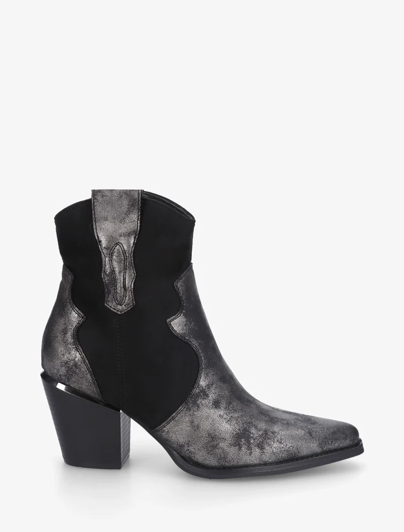 Bottines irisées style santiag - Noir