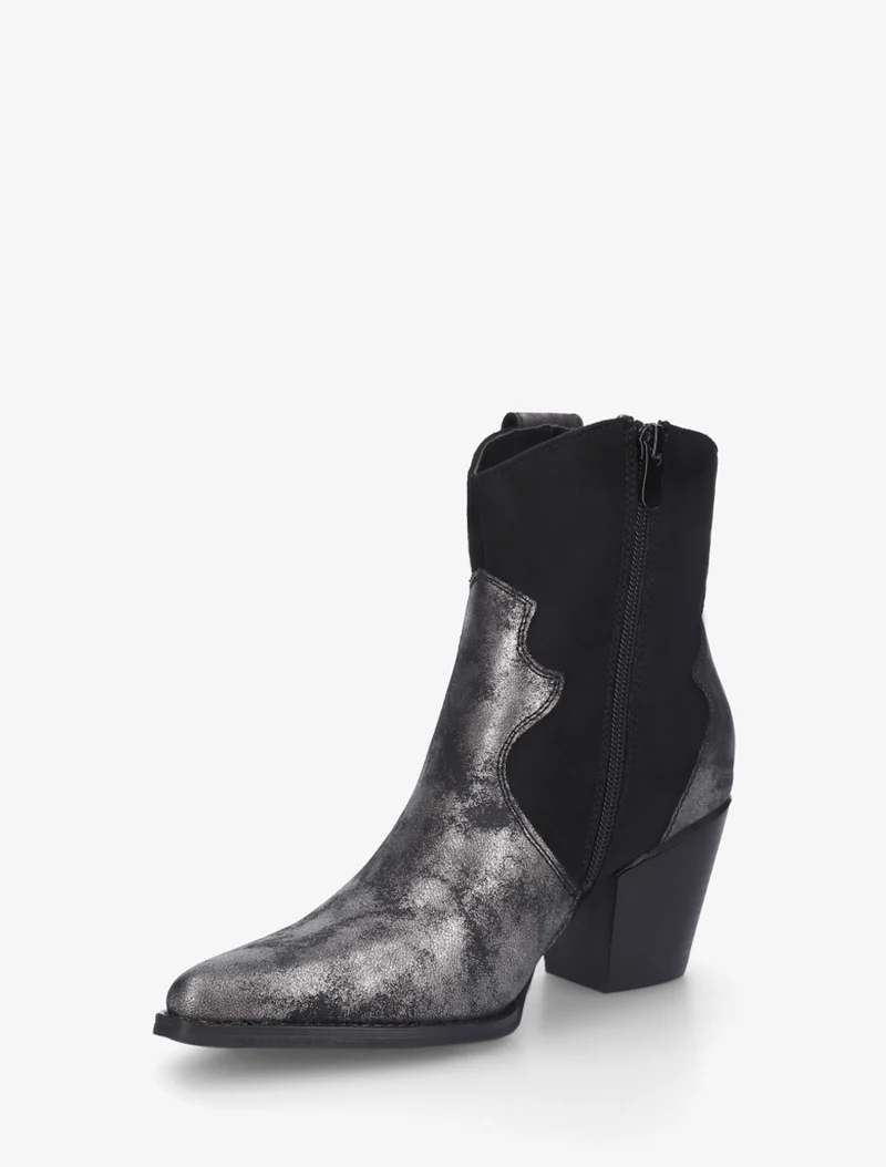 Bottines irisées style santiag - Noir