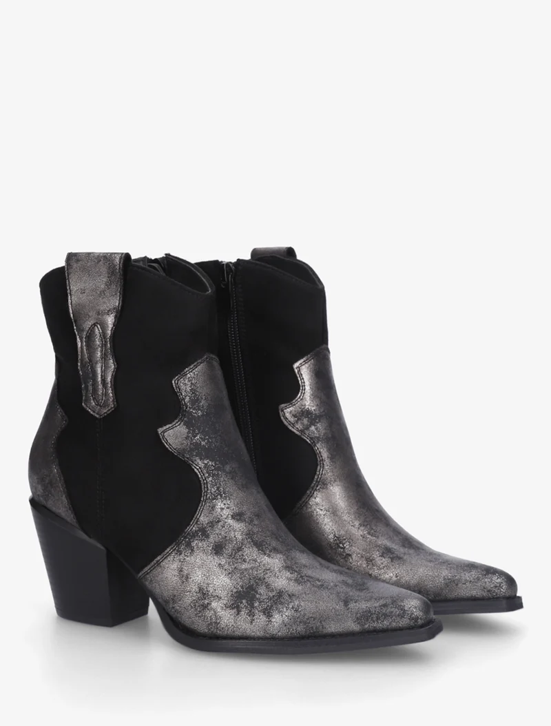 Bottines irisées style santiag - Noir