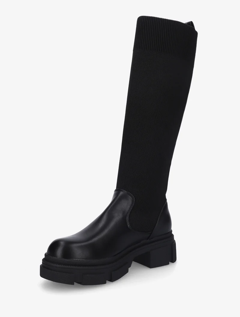 Bottes chaussettes en simili - Noir