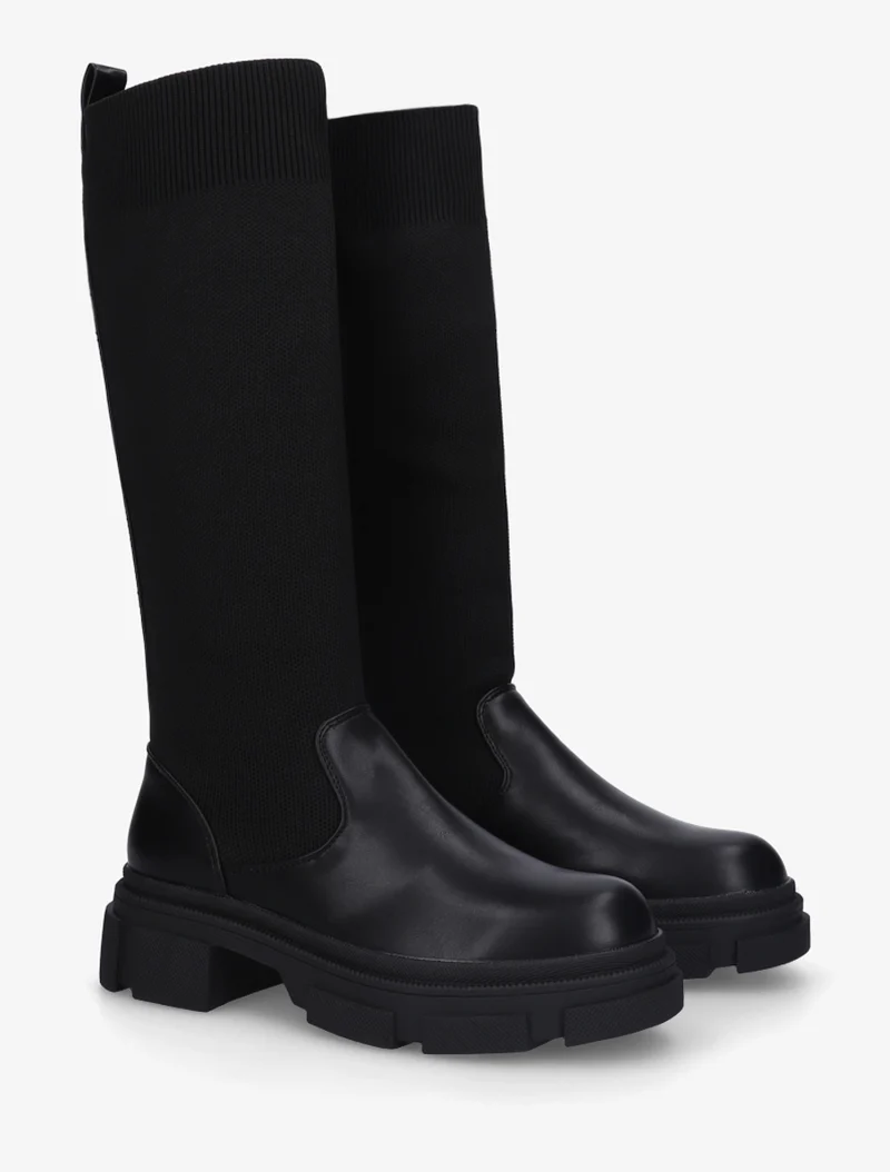 Bottes chaussettes en simili - Noir