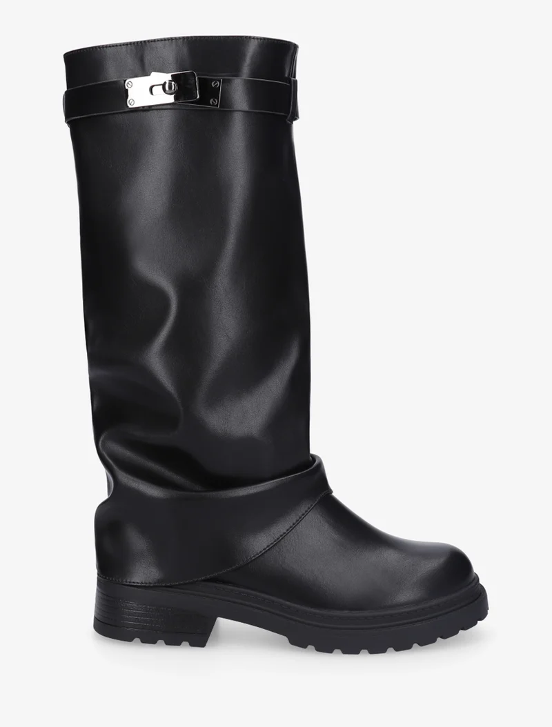 Bottes à revers en simili - Noir