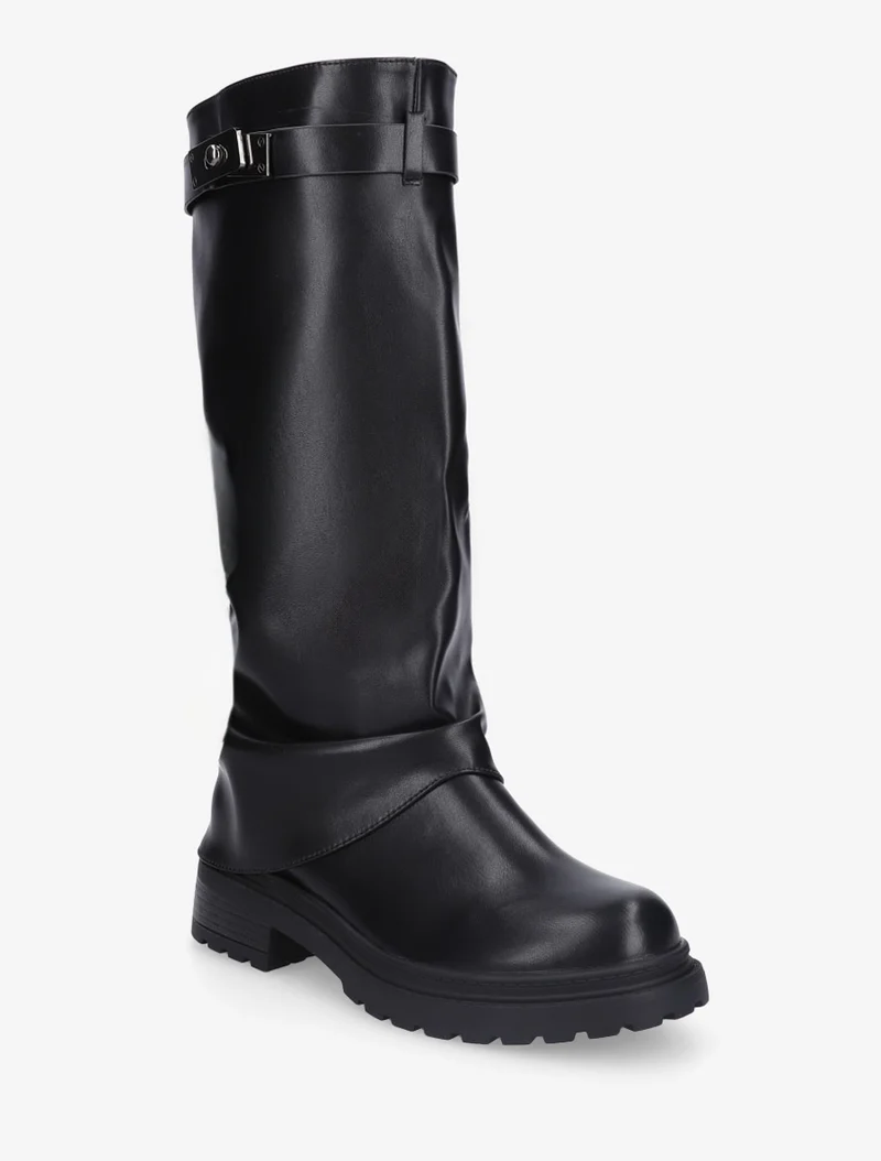 Bottes à revers en simili - Noir