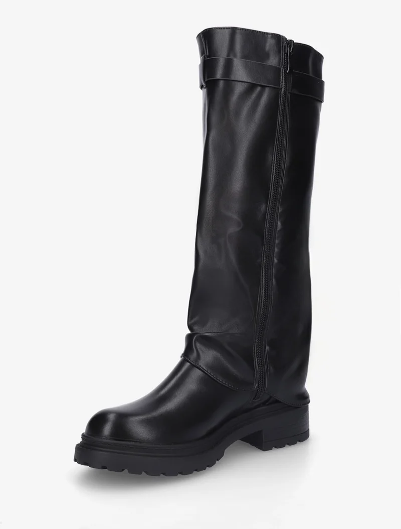 Bottes à revers en simili - Noir