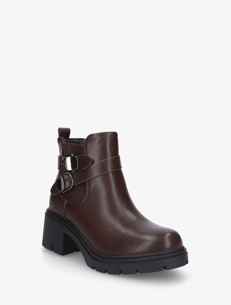 Bottines élastiquées à double boucles - Marron