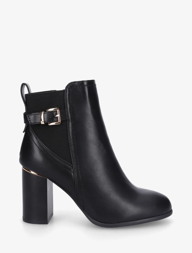 Bottines en simili à empiècement métal au talon - Noir