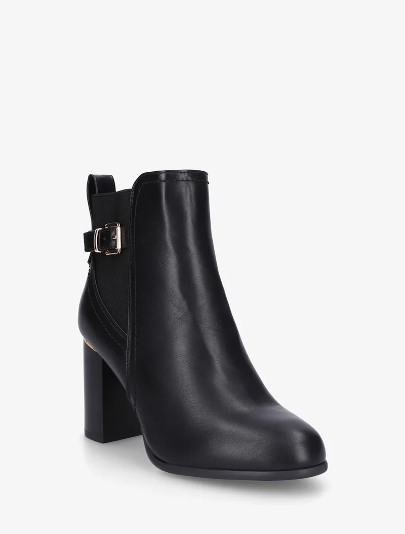 Bottines en simili à empiècement métal au talon - Noir