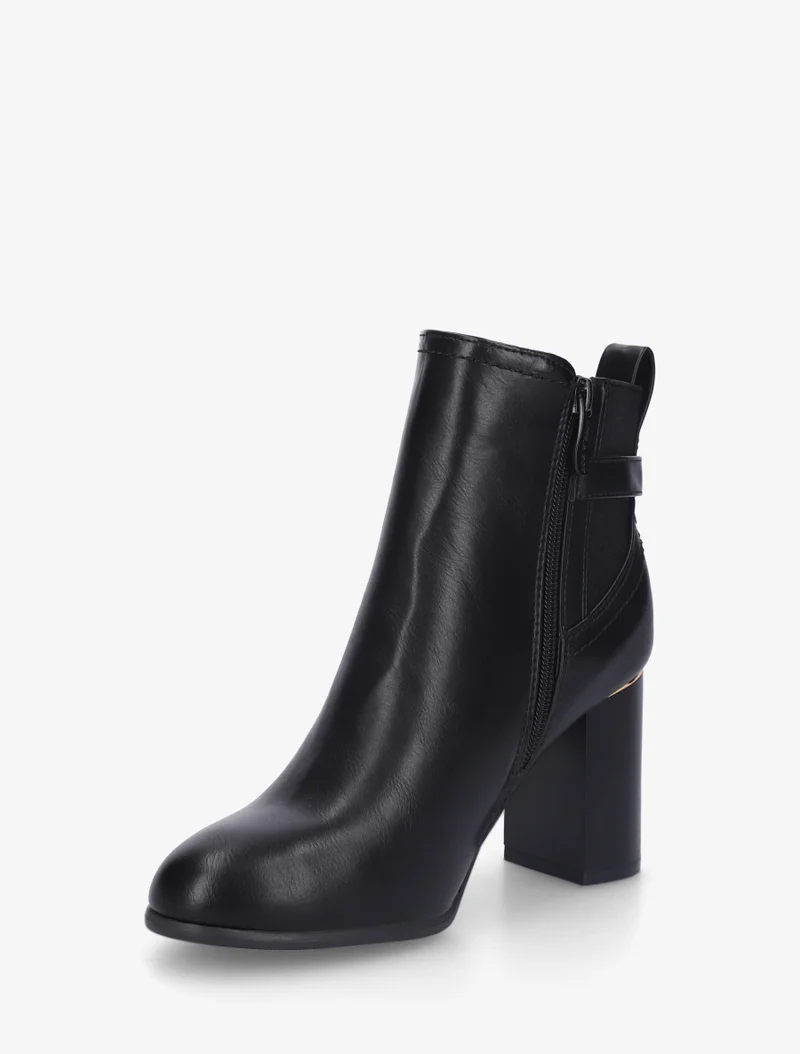 Bottines en simili à empiècement métal au talon - Noir