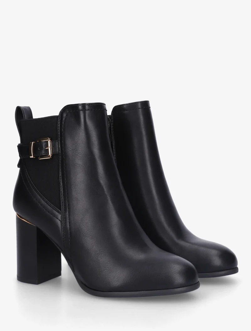 Bottines en simili à empiècement métal au talon - Noir