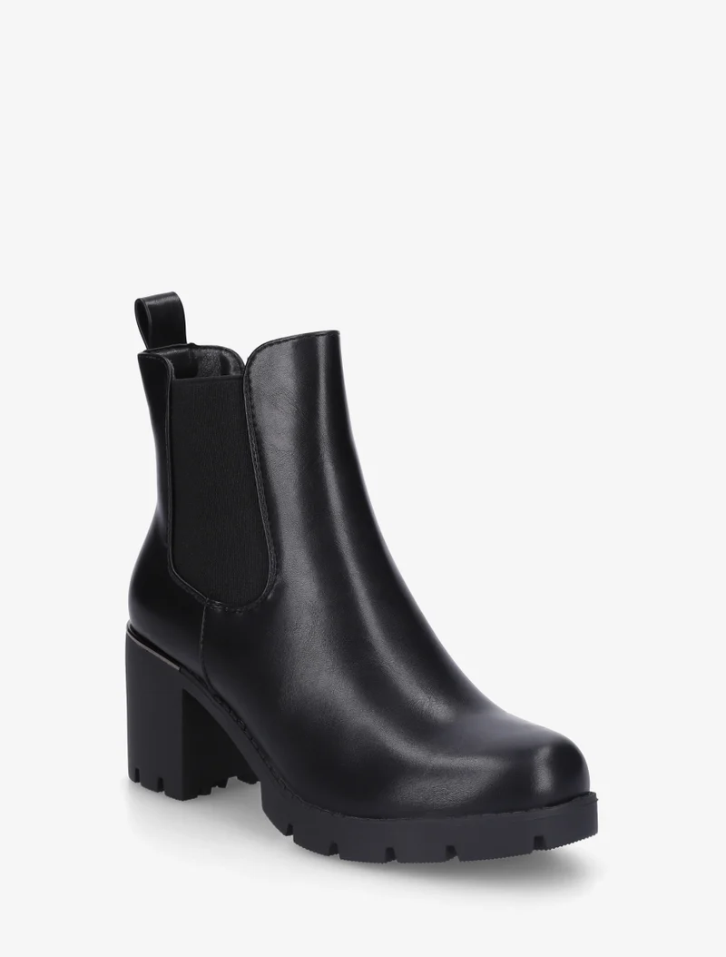 Bottines en simili à semelles crantées - Noir