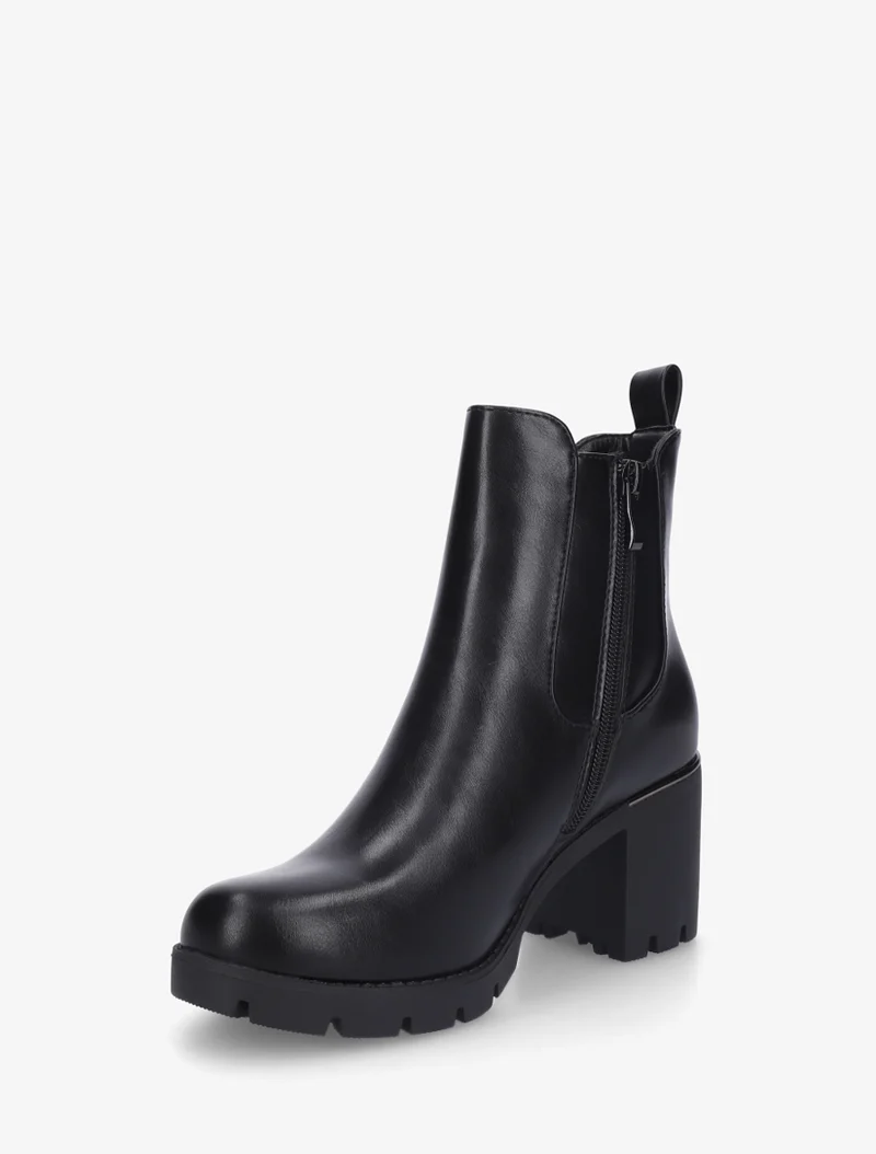 Bottines en simili à semelles crantées - Noir