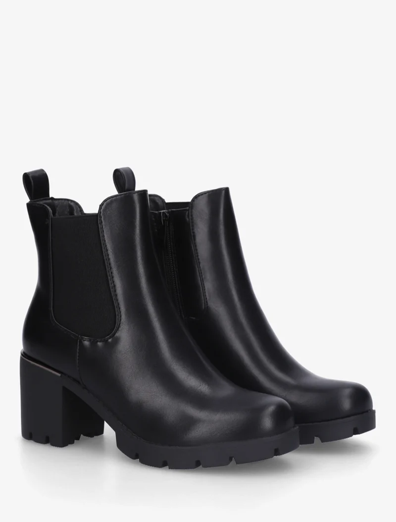 Bottines en simili à semelles crantées - Noir