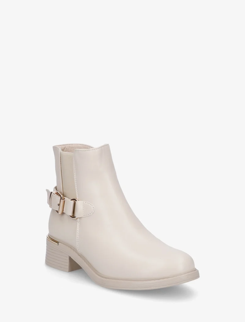 Bottines élastiquées à boucle - Beige