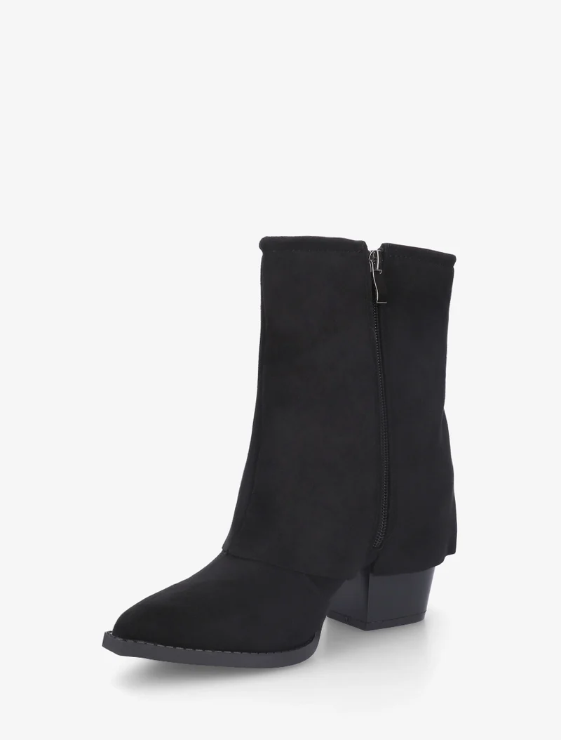 Bottines style santiags à strass - Noir