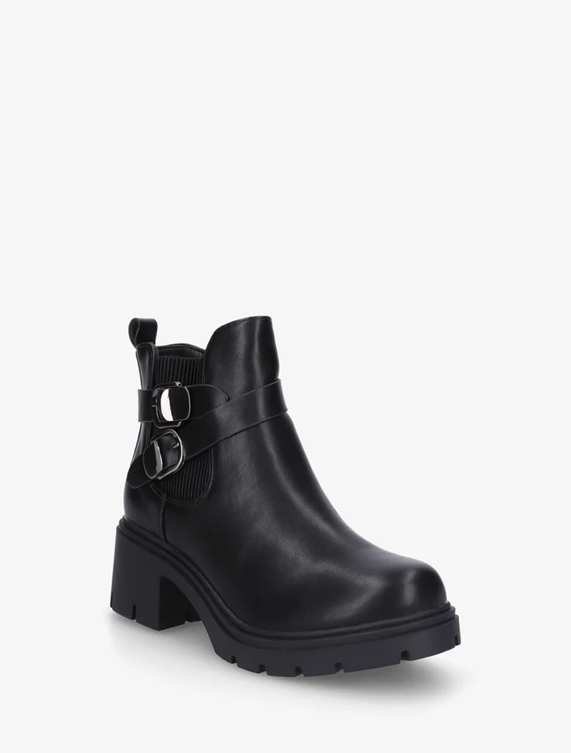 Bottines élastiquées à double boucles - Noir