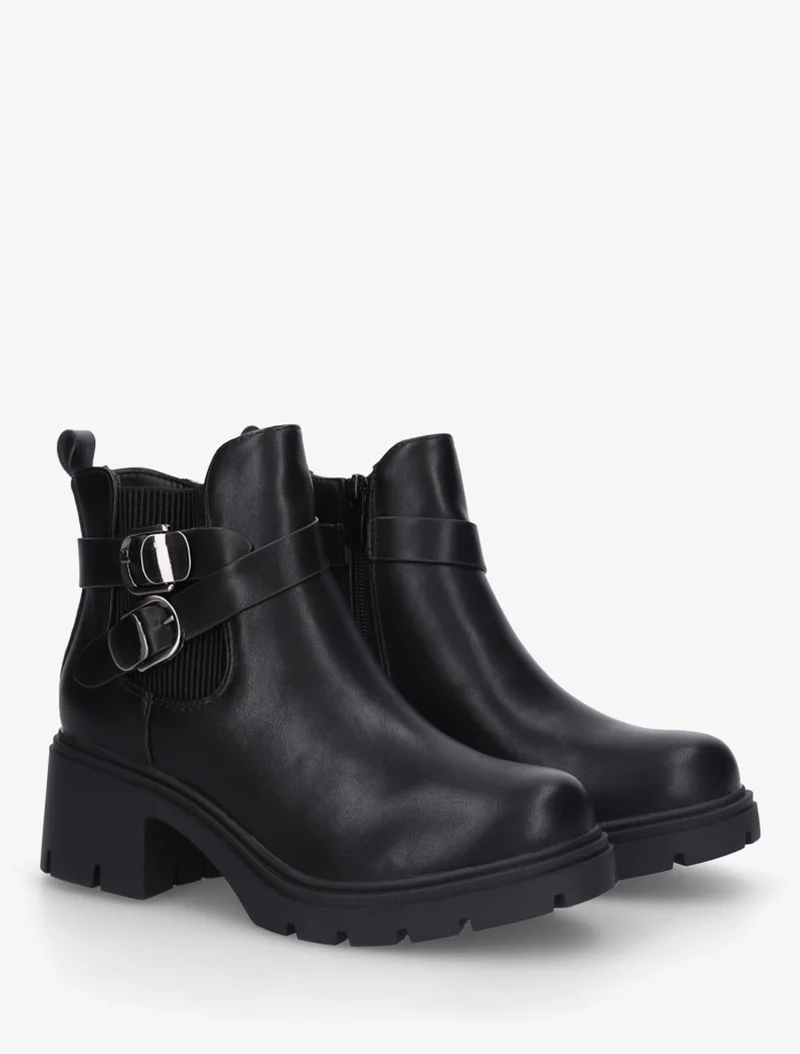 Bottines élastiquées à double boucles - Noir
