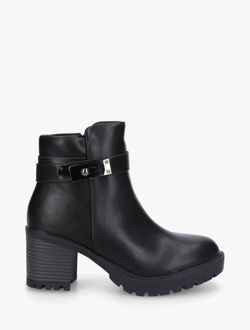 Bottines en simili à boucle décorative - Noir