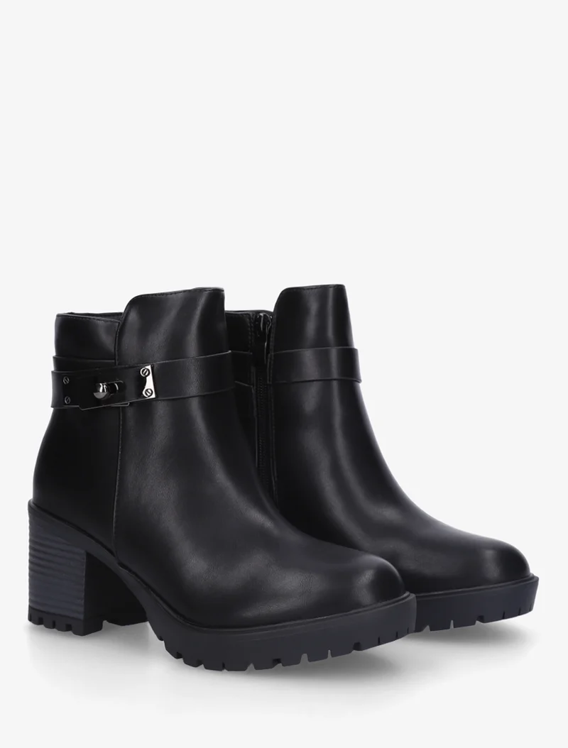 Bottines en simili à boucle décorative - Noir