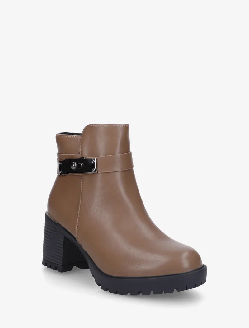 Bottines en simili à boucle décorative - Taupe