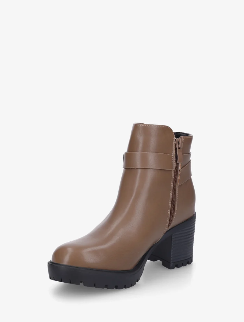 Bottines en simili à boucle décorative - Taupe
